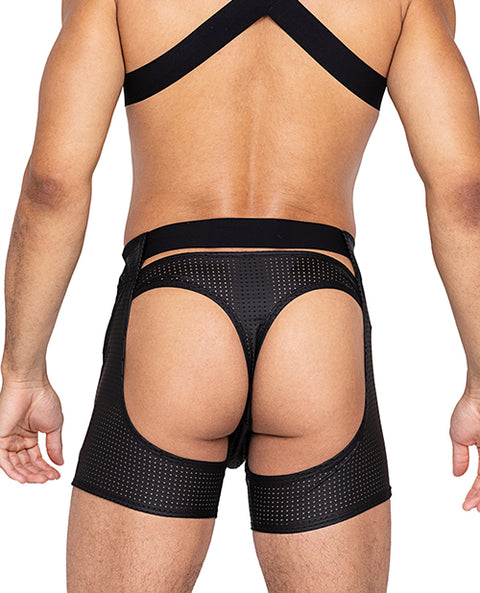 Master Chaps W/Hook & Ring Closure & Rear Cut Out (thong Not Included) - Black