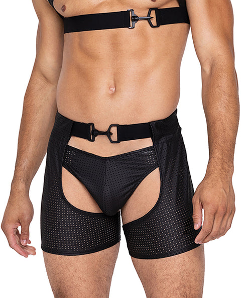 Master Chaps W/Hook & Ring Closure & Rear Cut Out (thong Not Included) - Black
