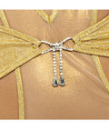 Gilded Beauty Metallic Shimmer Mesh Teddy W/Rhinestone Accents - Gold