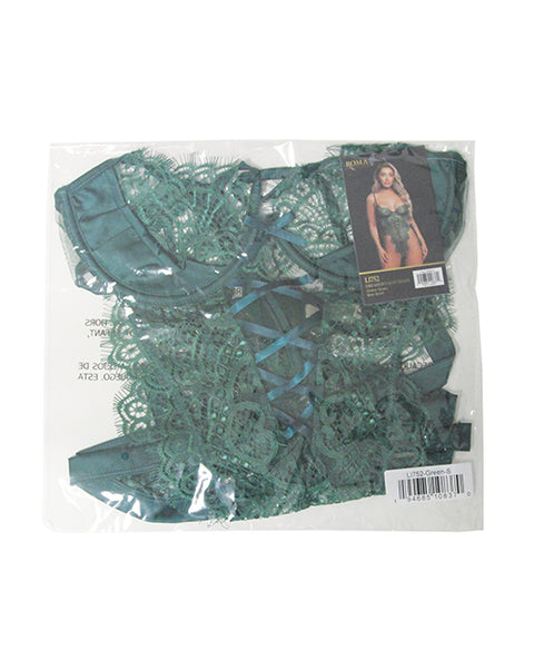 Dreamer's Lust Lace and Satin Teddy - Green LG