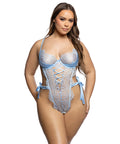 Dreamer's Lust Lace And Satin Teddy - Light Blue