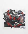 Cherry Delight Embroidered Lace and Mesh Underwire Bra w/Garter & G-String 3 pc Set - Black SM