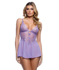 Paradise Dream Lace And Mesh Babydoll W/Thong - Lilac