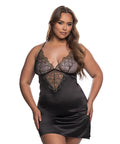 Beaded Belle Metallic Embroidery w/Bead Lace Chemise - Black/Gold SM