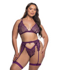 Floral Lace Fetish 2 Pc Set - Purple