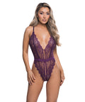 Floral Lace Fetish Teddy - Purple