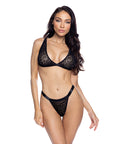Wild Thing Bralette W/Thong - Black Leopard