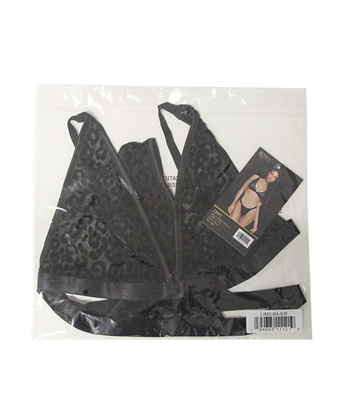 Wild Thing Bralette W/Thong - Black Leopard