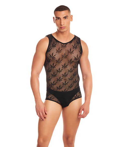 Rainbow Party Night Blaze Singlet 2 Pc Set W/Thong - Black