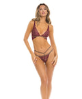 Rene Rofe Lurex Dreams Bra & Thong Burgundy