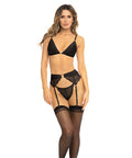 Rene Rofe Underneath It All Bra, Garter Belt & G-String Black