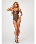 Fishnet Strappy High Cut Leg Teddy Black XL