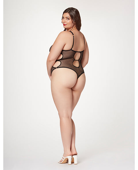 Fishnet Strappy High Cut Leg Teddy Black XL