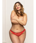 Lace Panty w/Heart Cut Out Back & Pearl Chain Detail - Red XL