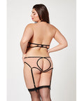 Mesh Cut Out Halter Teddy Nude/Black