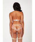 Mesh Cut Out Halter Teddy Nude/White