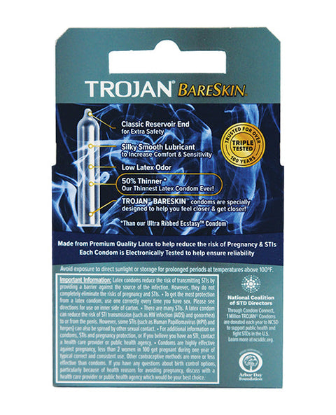 Trojan Bareskin Condoms - Box of 3