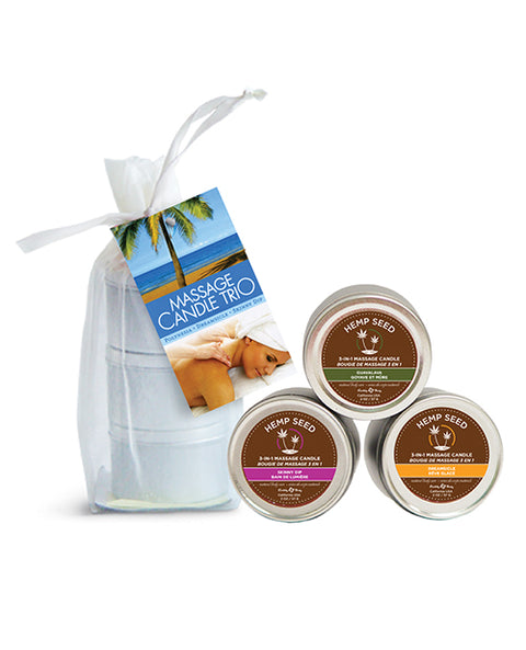 Earthly Body Massage Candle Trio Gift Bag - 2 oz Skinny Dip, Dreamsicle, & Guavalva