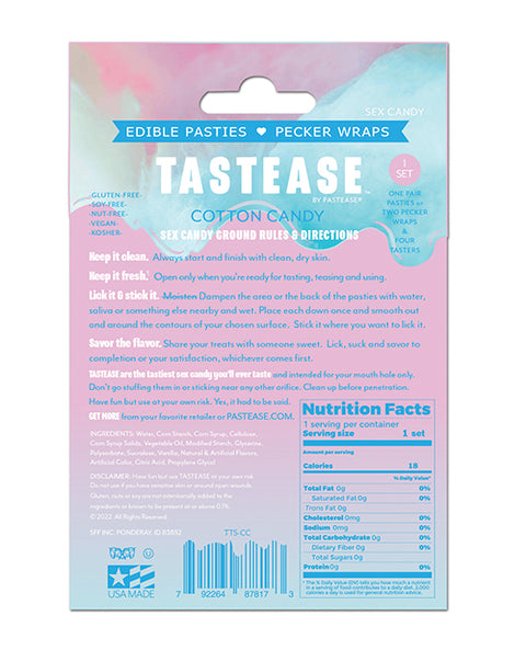 Pastease Tastease Edible Pasties & Pecker Wraps - Cotton Candy O/S