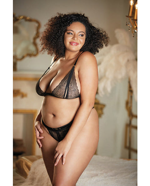 Allure Lace Peek a Boo Bralette & Panty Black