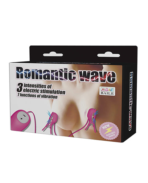 Pretty Love Romantic Wave Electro Shock Vibrating Nipple Clamps - Rose