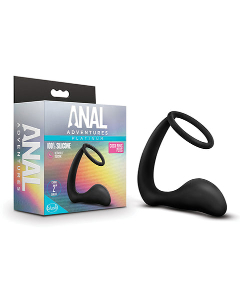 Blush Anal Adventures Cock Ring Plug - Black