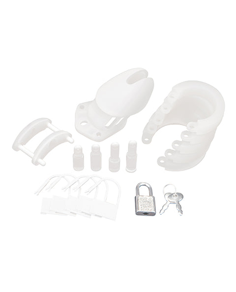 Blue Line Silicone Chastity Cage - White