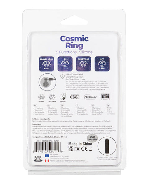 Cosmic Cock Ring w/Rechargeable Bullet - 9 Functions