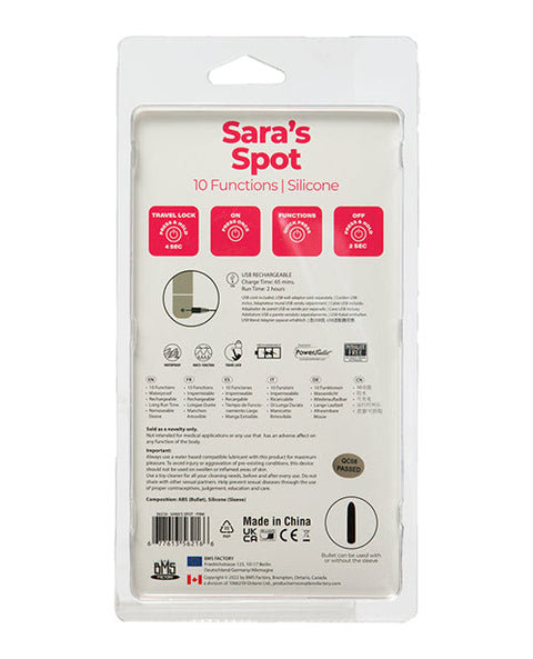 Sara's Spot Rechargeable Bullet w/G Spot Sleeve - 10 Functions