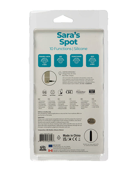 Sara's Spot Rechargeable Bullet w/G Spot Sleeve - 10 Functions