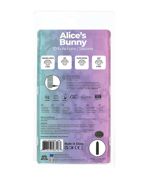 Alice's Bunny Rechargeable Bullet w/Rabbit Sleeve - 10 Functions