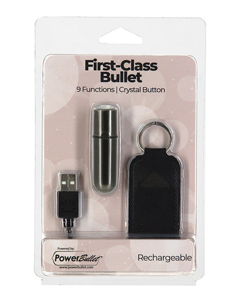 First Class Mini Rechargeable Bullet w/Crystal - 9 Functions