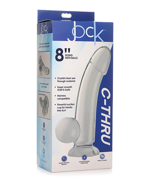 Curve Toys Jock C-Thru 8" Smooth Dong w/Balls - Clear