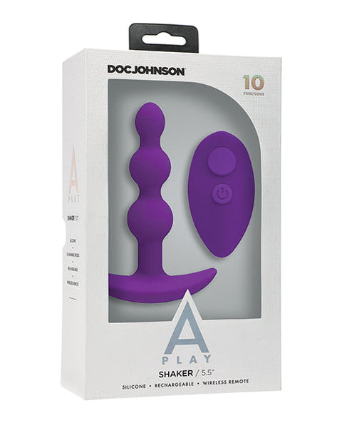 A Play Beaded Rechargeable Silicone Anal Plug w/Remote