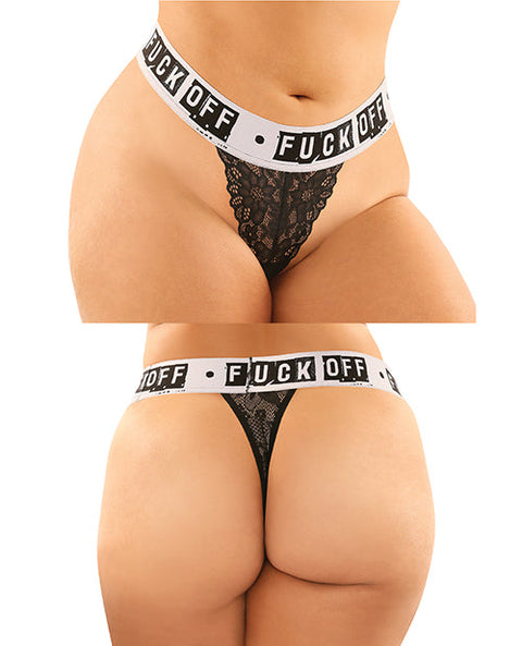 Vibes Buddy Fuck Off Lace Boy Brief & Lace Thong Black