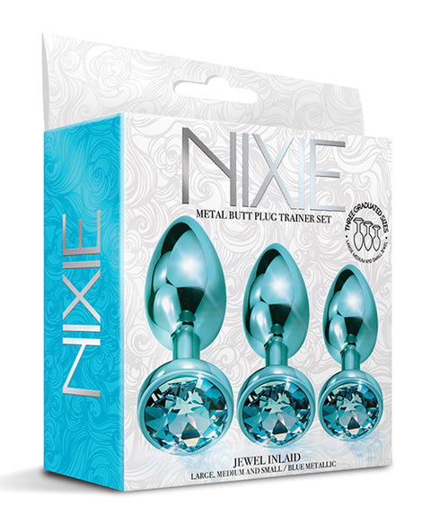 Nixie Metal Butt Plug Trainer Set w/Inlaid Jewel