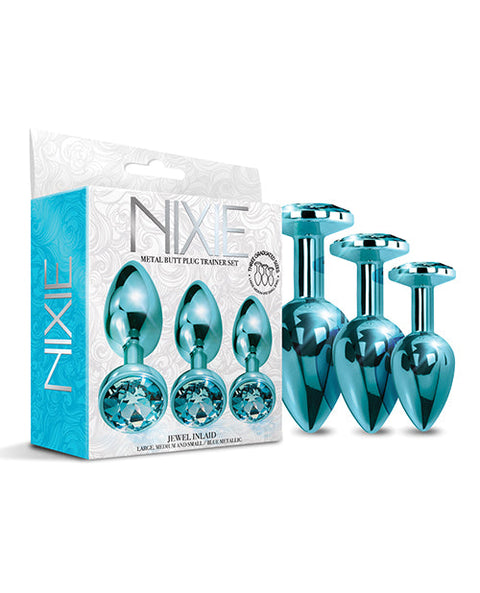 Nixie Metal Butt Plug Trainer Set w/Inlaid Jewel