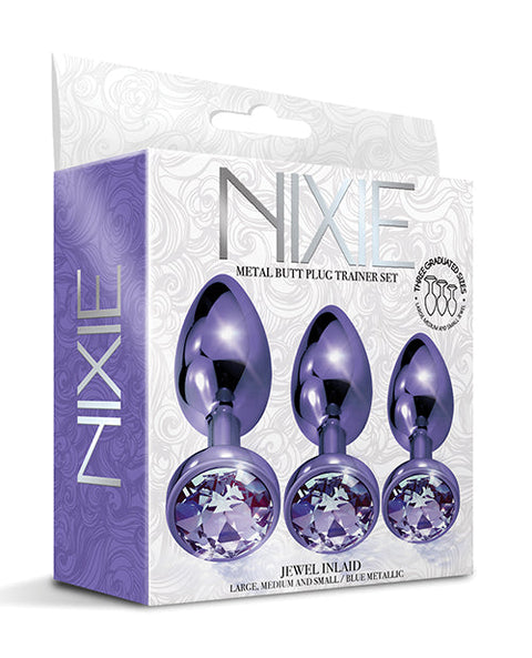 Nixie Metal Butt Plug Trainer Set w/Inlaid Jewel