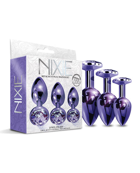 Nixie Metal Butt Plug Trainer Set w/Inlaid Jewel