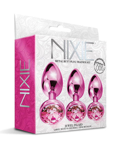 Nixie Metal Butt Plug Trainer Set w/Inlaid Jewel