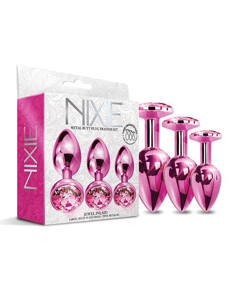 Nixie Metal Butt Plug Trainer Set w/Inlaid Jewel