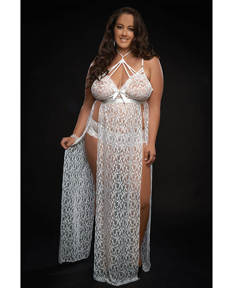 Lace Night Gown w/High Waist Strappy Panty