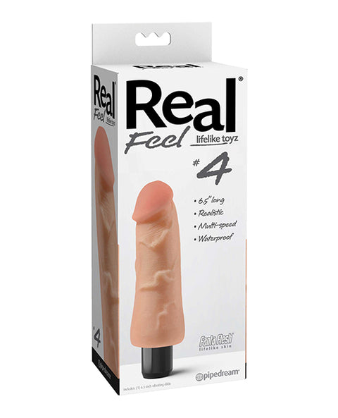 Real Feel No. 4  Long 6" Vibe Waterproof - Mutli-speed Flesh