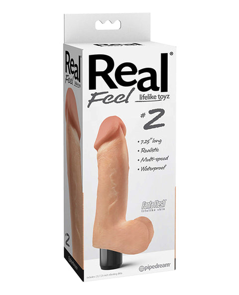 Real Feel No.2 Long 7.5" Vibe Waterproof - Mutli-speed Flesh