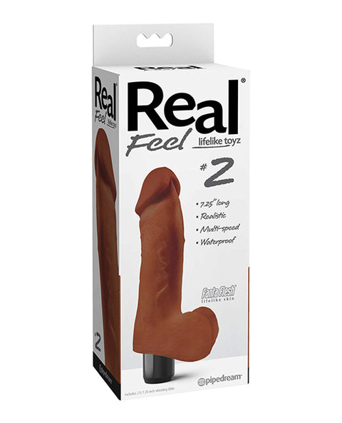 Real Feel No.2 Long 8" Vibe Waterproof -Mutli-speed Brown