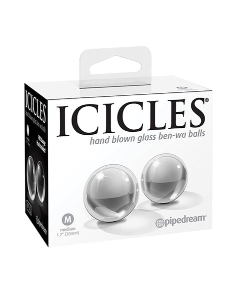 Icicles No. 42 Hand Blown Glass Medium Ben Wa Balls - Clear