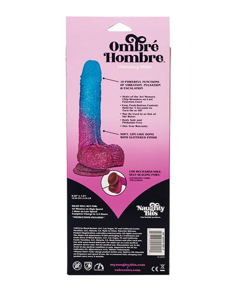 Naughty Bits Ombré Hombre Vibrating Dildo - Multi Color