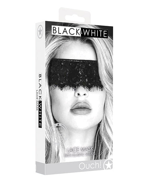 Shots Ouch Black & White Lace Eye Mask