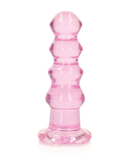Shots RealRock Crystal Clear 5.5" Curvy Dildo/Butt Plug - Pink