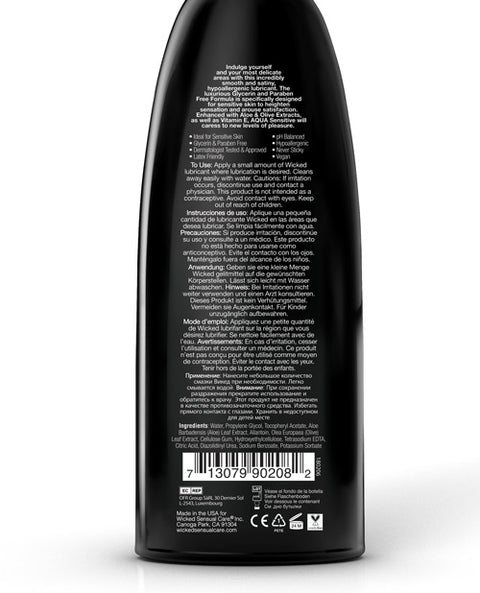 Wicked Sensual Care Hypoallergenic Aqua Sensitive Lubricant - 8 oz